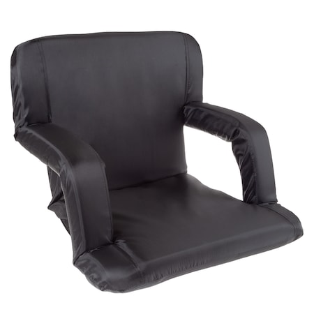 Home-Complete Wide Stadium Chair Cushion - Bleacher Seat with Padded Back Support by Black HC-3002